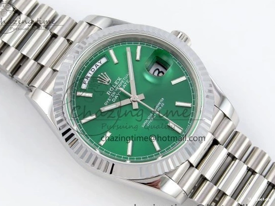 Stick Steel SS 40 Dial (Gain V3 Light JDF Weight) President Green DayDate on VR3255 904L Bracelet 0401